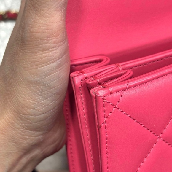 CHANEL Pink Lambskin Mini Flap Bag w/ Top Handle - Picture 6 of 15